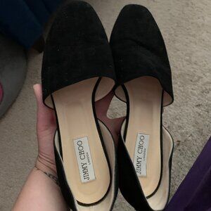 Jimmy Choo Black Suede Globe Flats Size 40